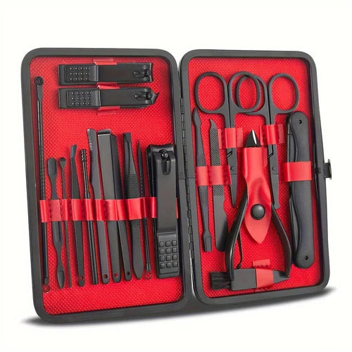 24-Piece Stainless Steel Manicure & Pedicure Nail Clipper Set with Travel Wallet - Premium Quality Grooming Kit