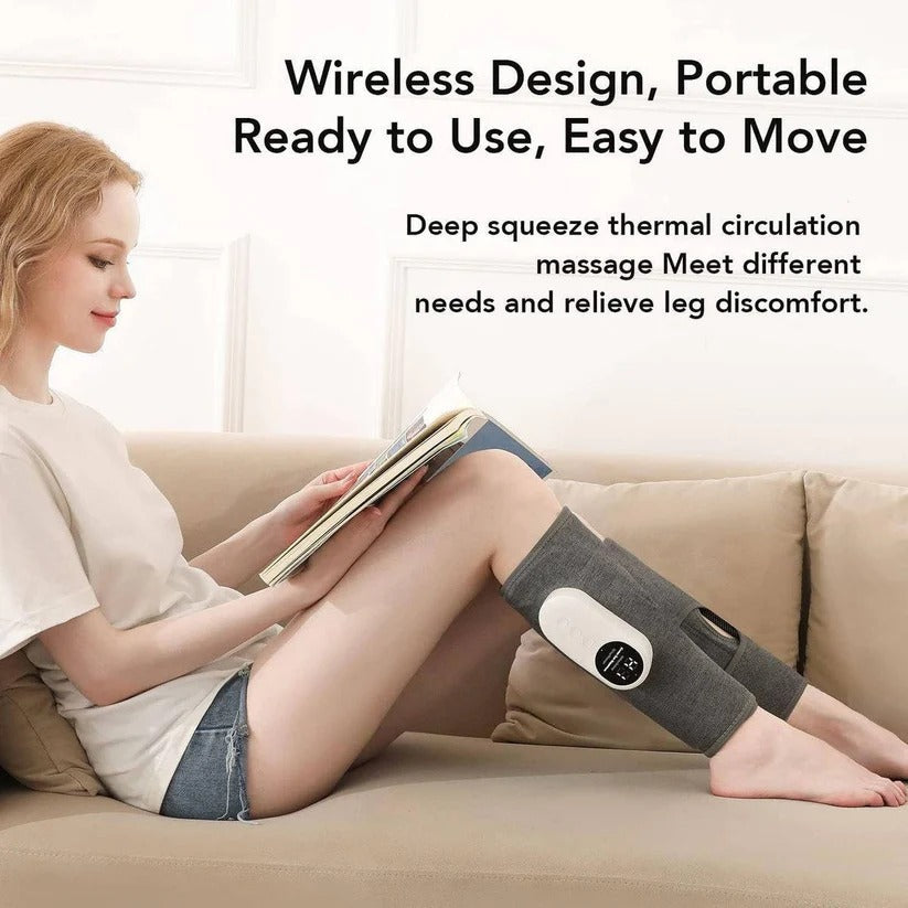 Cordless Air Compression Leg Massager with Soothing Heat & Remote Control - Relaxation & Recovery for Tired Legs