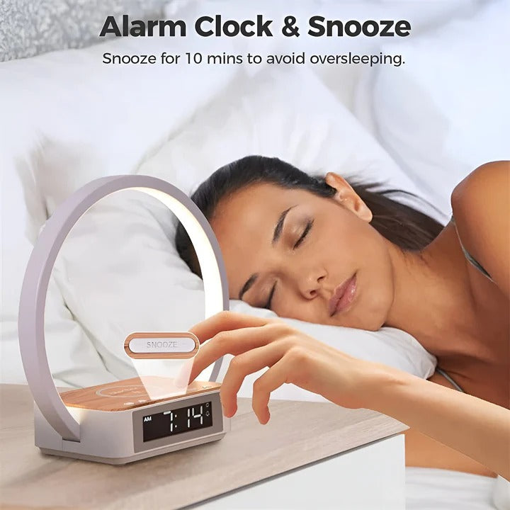 3-in-1 Bedside Table Lamp with Wireless Charging, Digital Alarm Clock & USB Port - Modern Nightstand Light