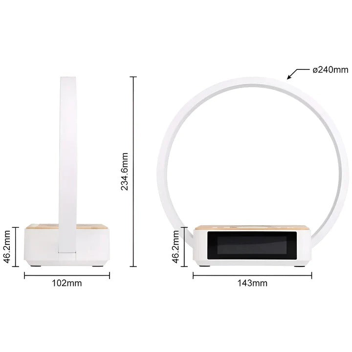 3-in-1 Bedside Table Lamp with Wireless Charging, Digital Alarm Clock & USB Port - Modern Nightstand Light