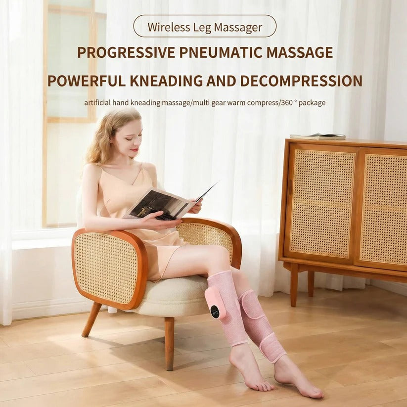Cordless Air Compression Leg Massager with Soothing Heat & Remote Control - Relaxation & Recovery for Tired Legs