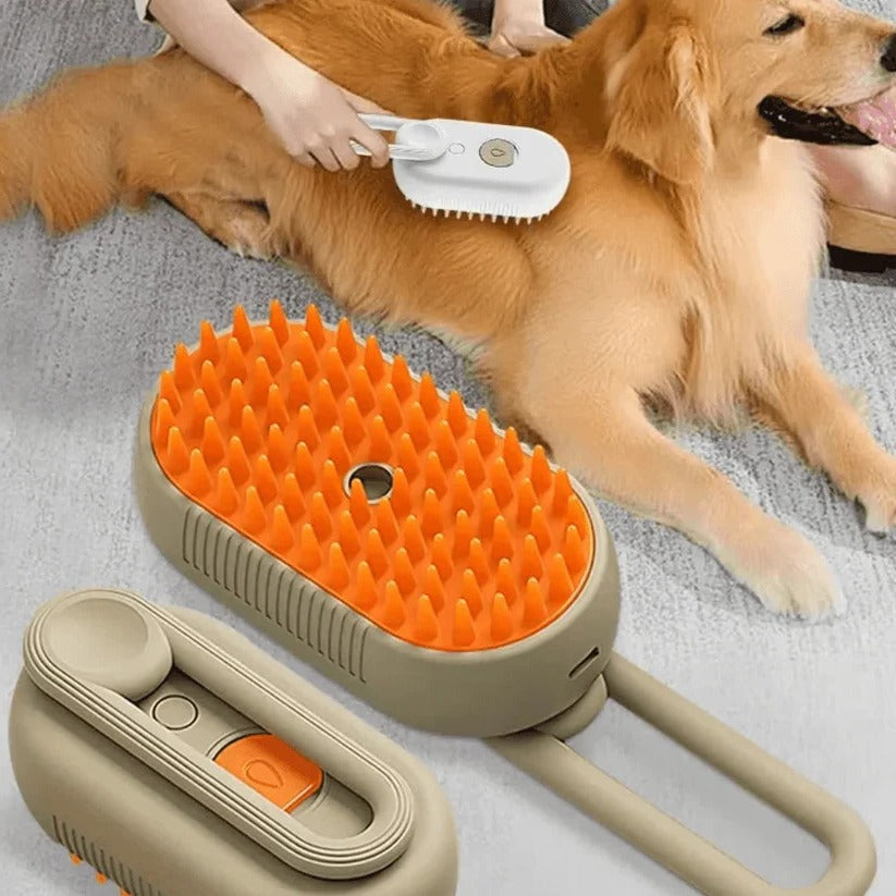 2-in-1 Pet Grooming Brush with Steam Spray & Hair Removal Comb - Effortless Pet Care Tool for Dogs & Cats
