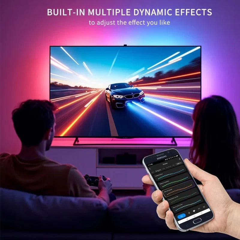 Smart LED Bias Lighting Strip with Screen Sync - App & Smart Speaker Compatible for Immersive Home Theater Experience