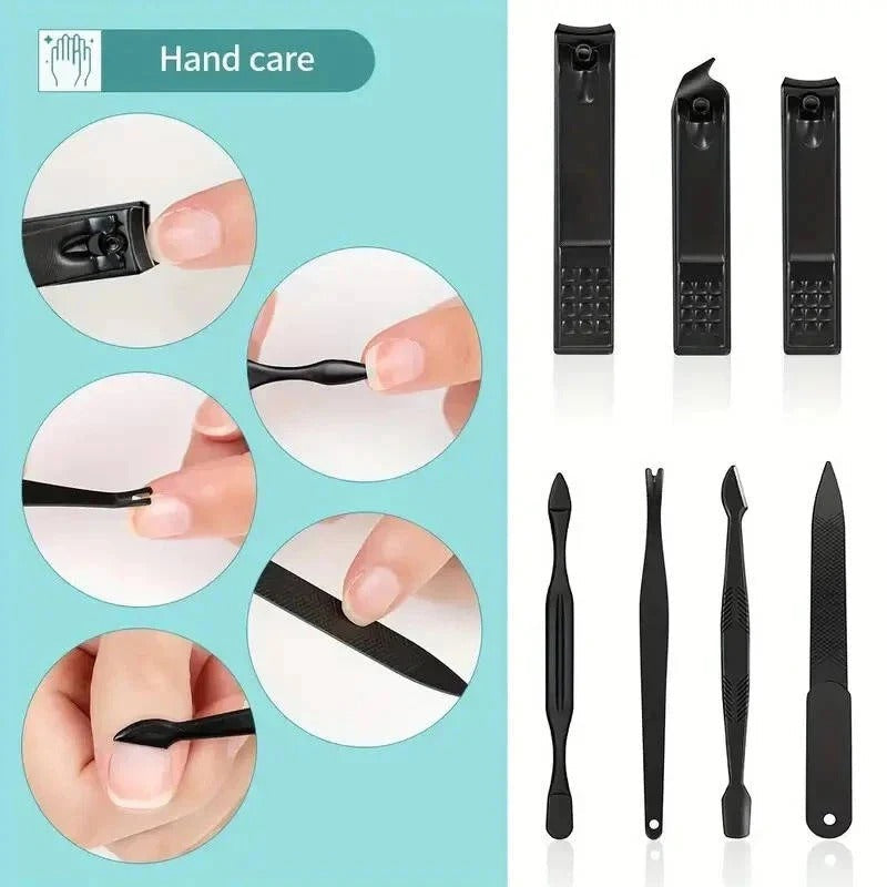 24-Piece Stainless Steel Manicure & Pedicure Nail Clipper Set with Travel Wallet - Premium Quality Grooming Kit