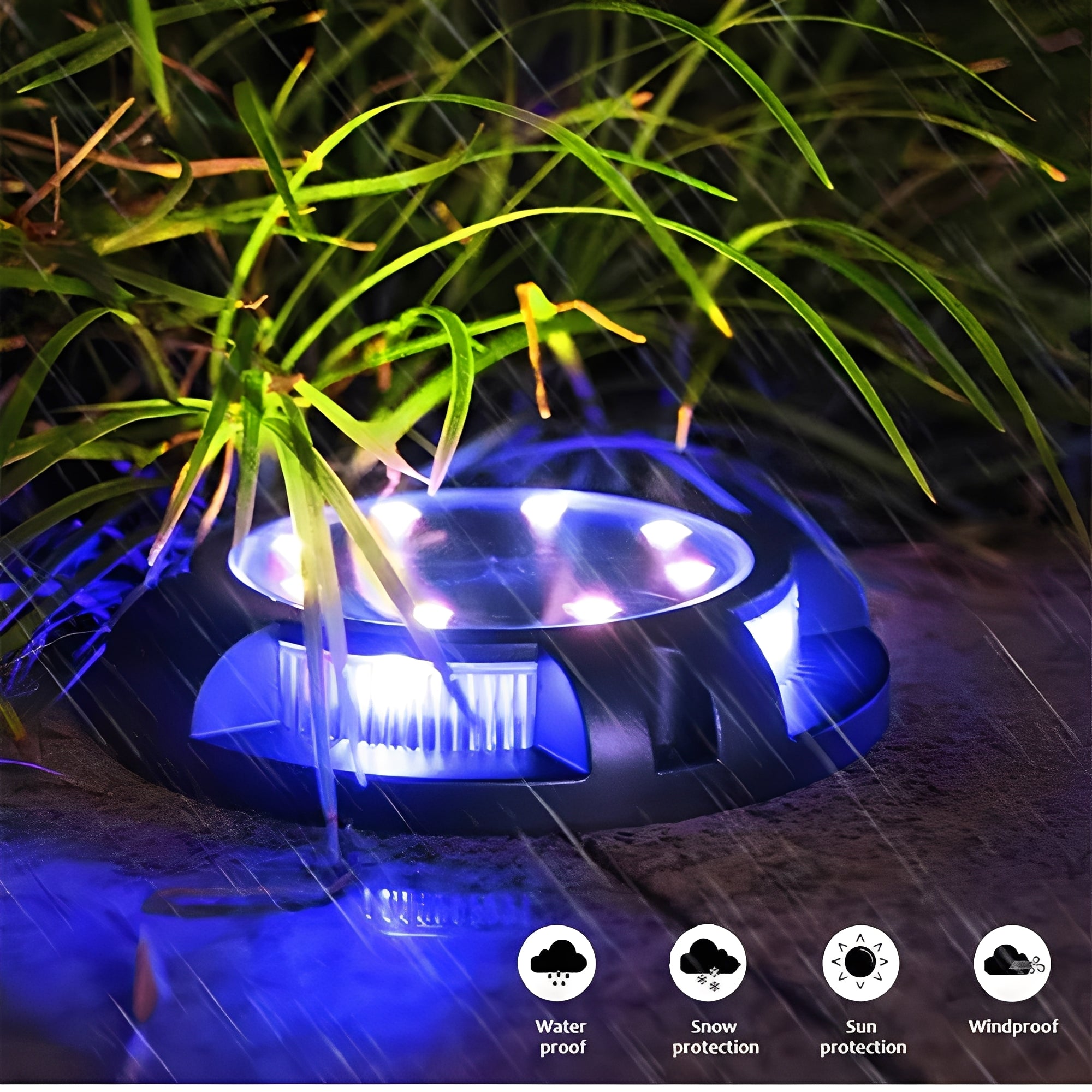 Stylish Outdoor Solar LED Ground Lights - Disk Design for Garden Pathways & Patios