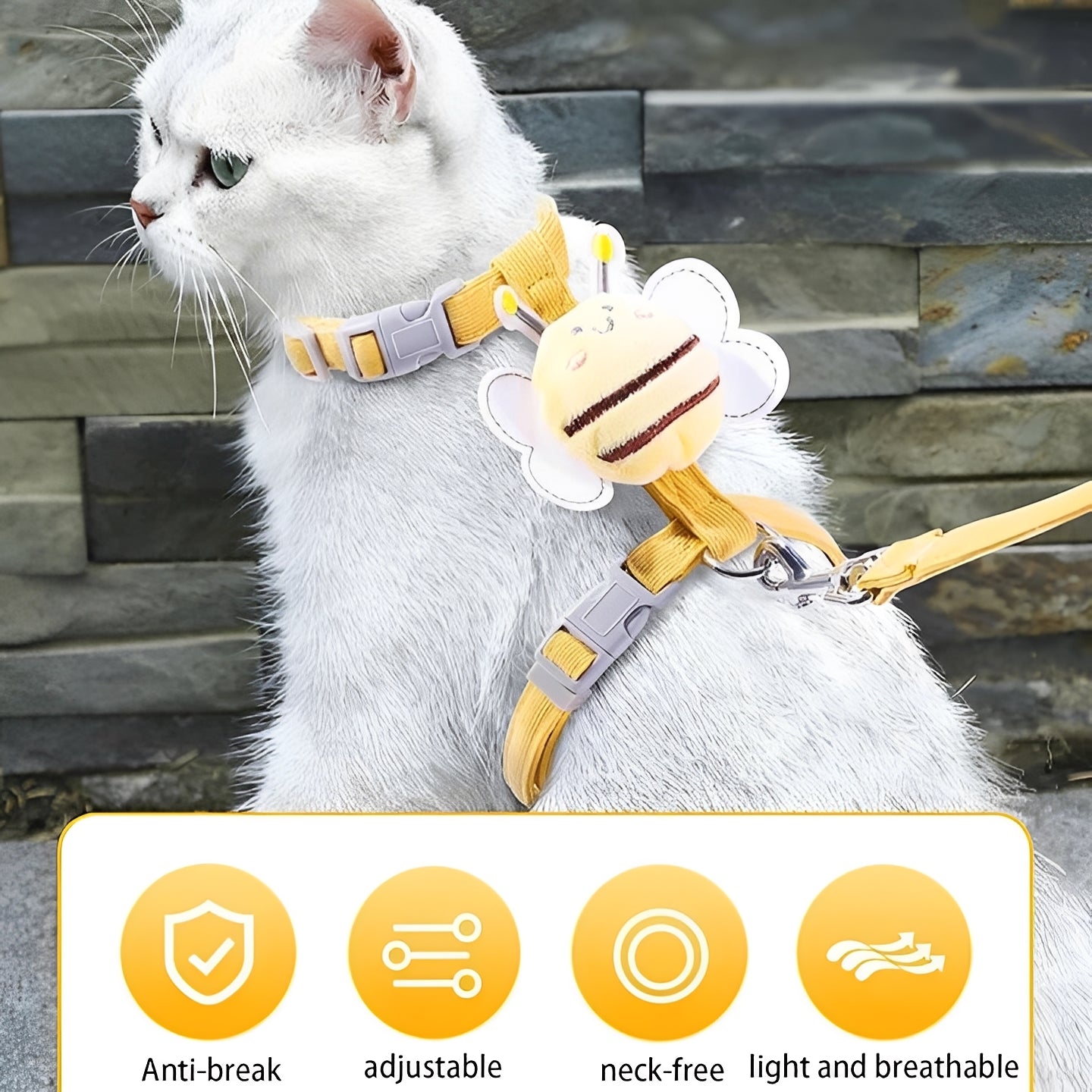 Adjustable Cat Harness and Collar Set - Comfortable & Secure Fit for Cats - Perfect for Walking & Outdoor Adventures