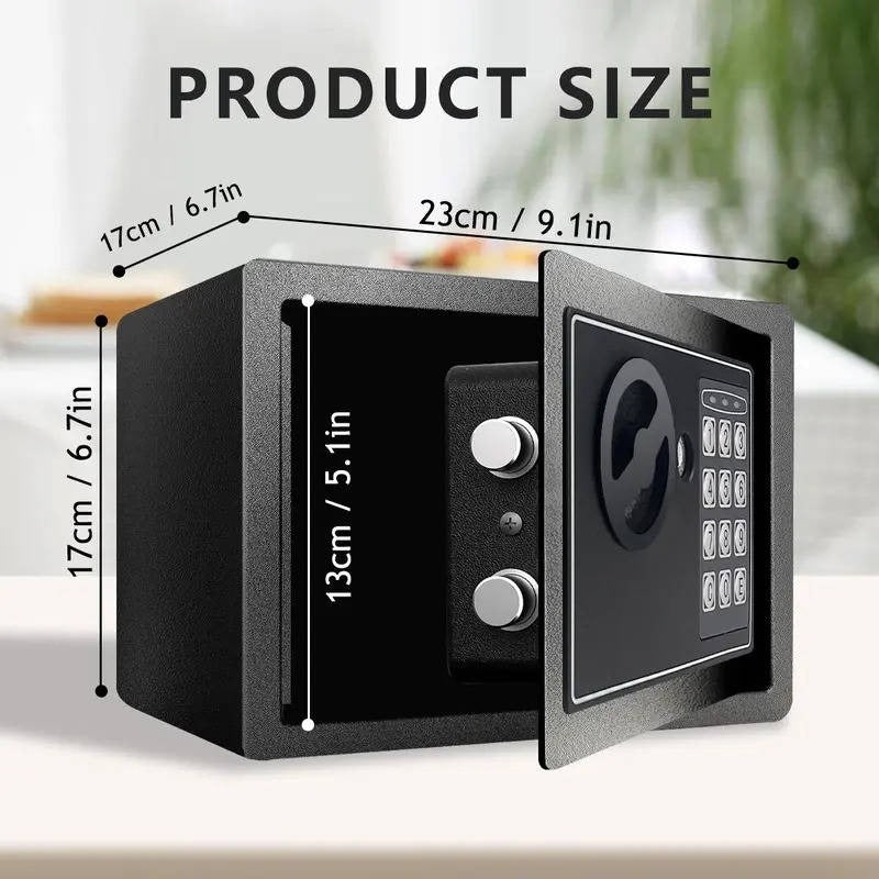 Compact Digital Safe with Keypad Lock, Backup Keys & LED Light - Secure Storage Solution