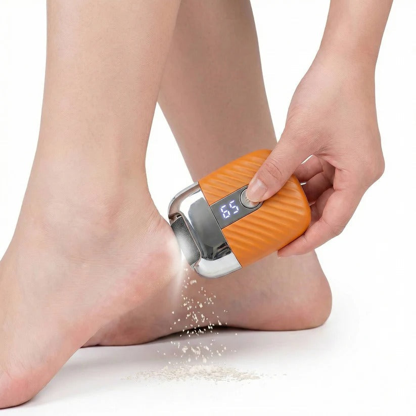 USB Rechargeable Electric Foot File - 3 Interchangeable Grinding Heads, Dual Speed Settings & Built-in LED Light for Effortless Pedicure