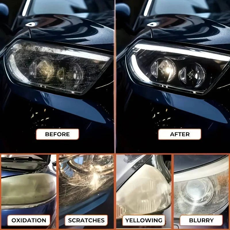 2-Pack Car Headlight Restoration Kit - Yellowing Removal Paste & Sponge for Clear, Bright Headlights