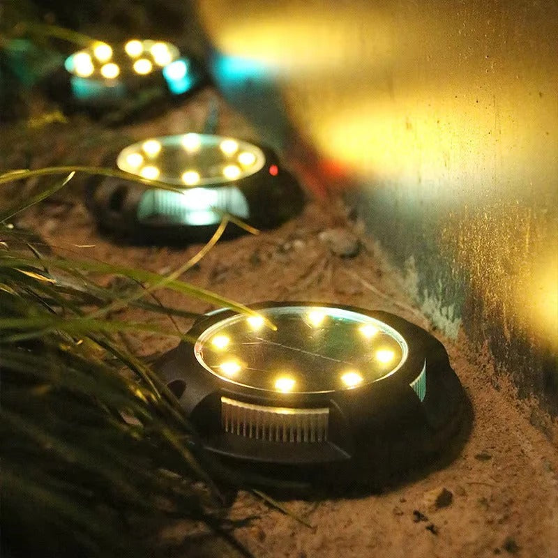 Stylish Outdoor Solar LED Ground Lights - Disk Design for Garden Pathways & Patios