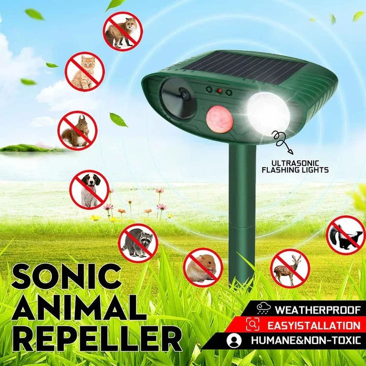 Solar-Powered Ultrasonic Chipmunk Repeller - Eco-Friendly Outdoor Pest Control Device