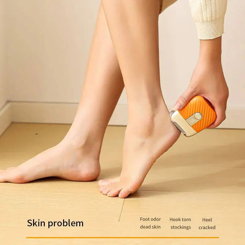 USB Rechargeable Electric Foot File - 3 Interchangeable Grinding Heads, Dual Speed Settings & Built-in LED Light for Effortless Pedicure
