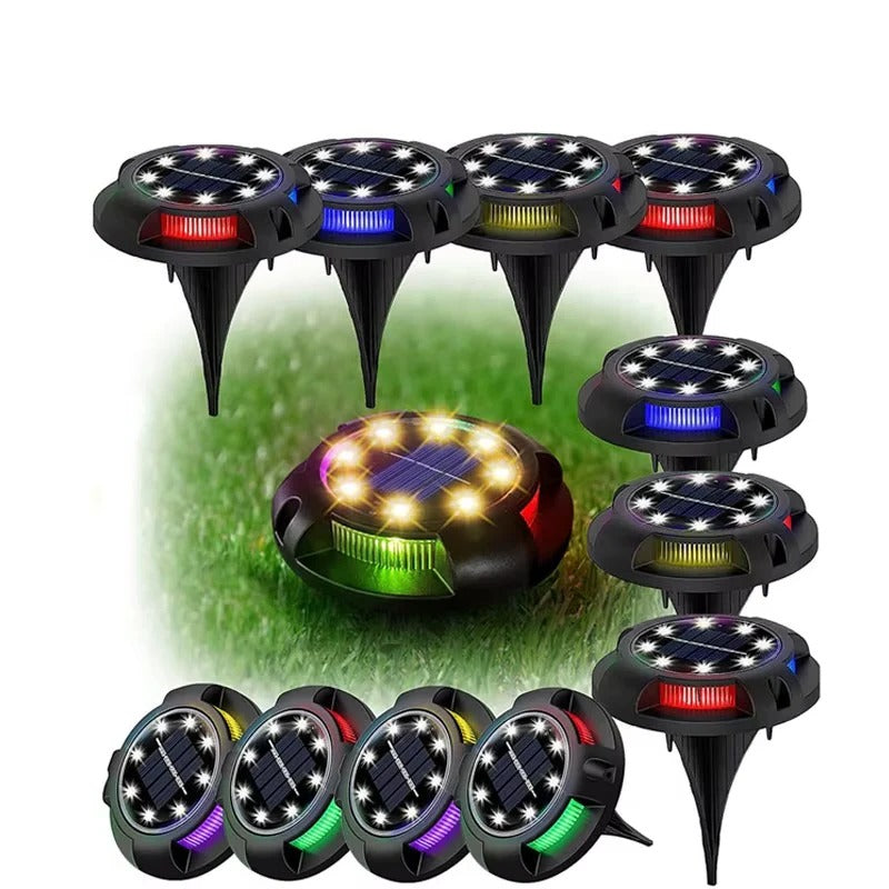 Stylish Outdoor Solar LED Ground Lights - Disk Design for Garden Pathways & Patios
