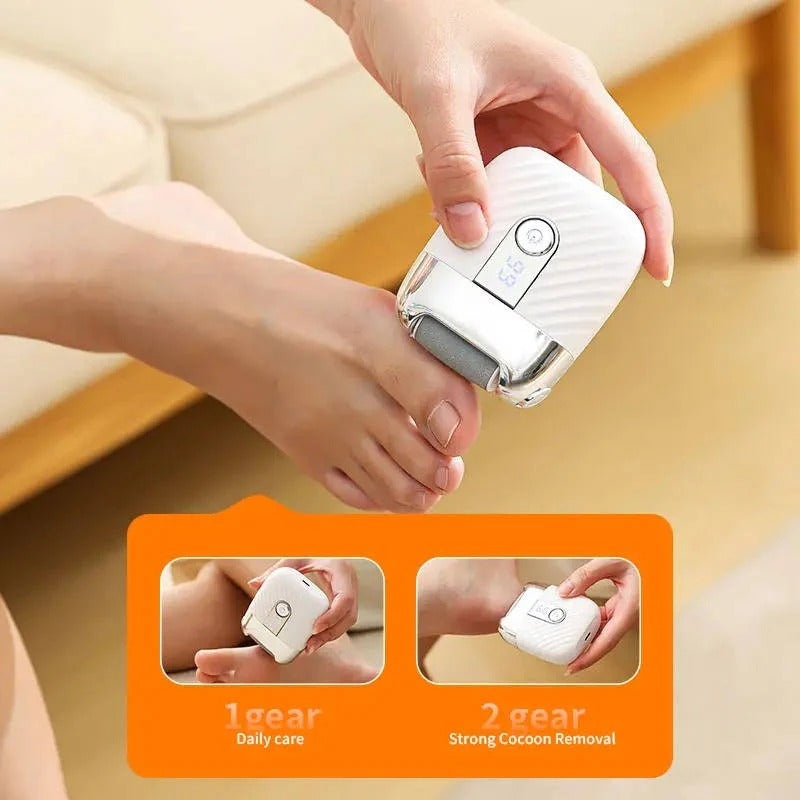USB Rechargeable Electric Foot File - 3 Interchangeable Grinding Heads, Dual Speed Settings & Built-in LED Light for Effortless Pedicure