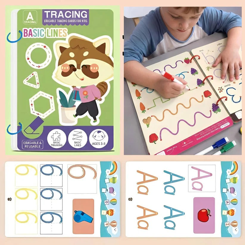 Reusable Handwriting Practice Book for Toddlers - Early Learning Activity Workbook for Kids