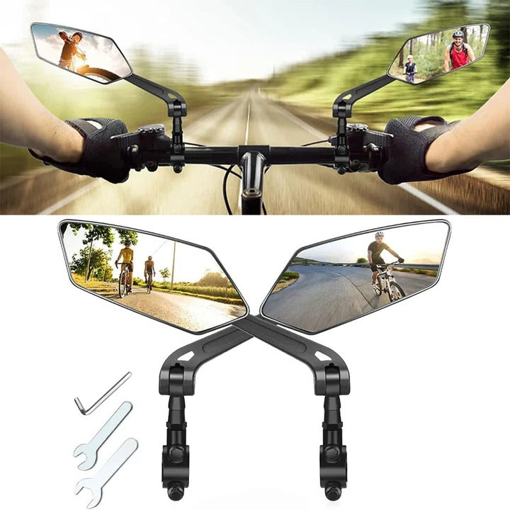 2-Pack Bicycle Handlebar Mirrors with 360° Swivel Rotation - Adjustable Rear View for Safe Cycling