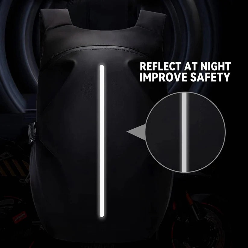 40L Motorcycle Helmet Backpack with Laptop Compartment & Reflective Strips - Durable, Waterproof Design for Riders