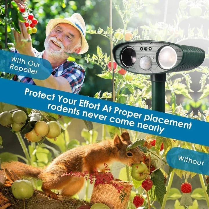 Solar-Powered Ultrasonic Chipmunk Repeller - Eco-Friendly Outdoor Pest Control Device