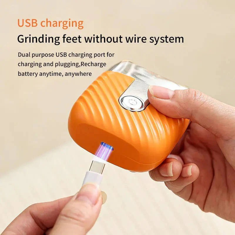 USB Rechargeable Electric Foot File - 3 Interchangeable Grinding Heads, Dual Speed Settings & Built-in LED Light for Effortless Pedicure