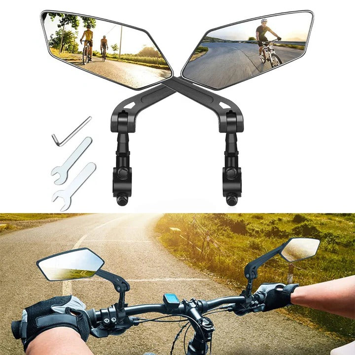2-Pack Bicycle Handlebar Mirrors with 360° Swivel Rotation - Adjustable Rear View for Safe Cycling