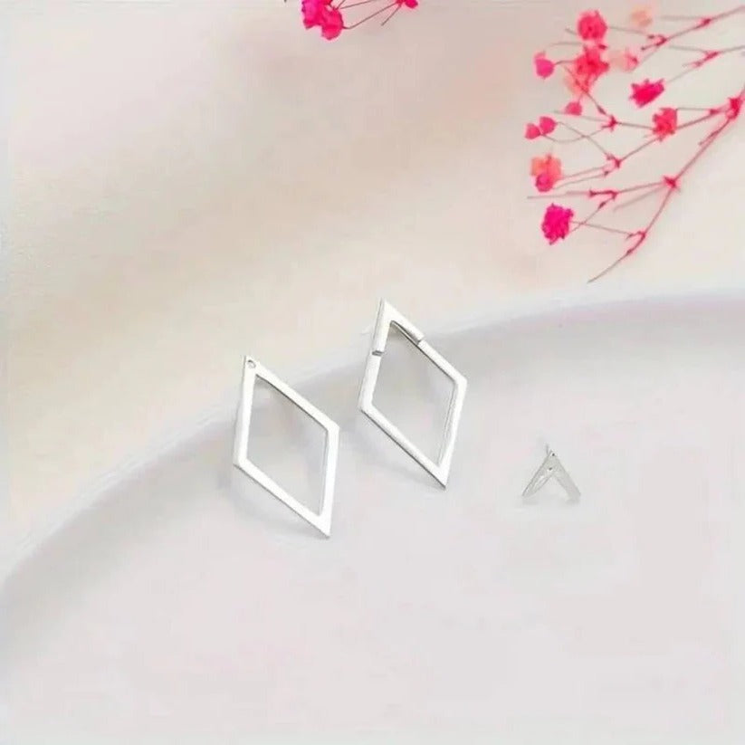 Stylish Geometric Diamond & Arrow Drop Earrings in Gold & Silver - Modern Jewelry for Any Occasion