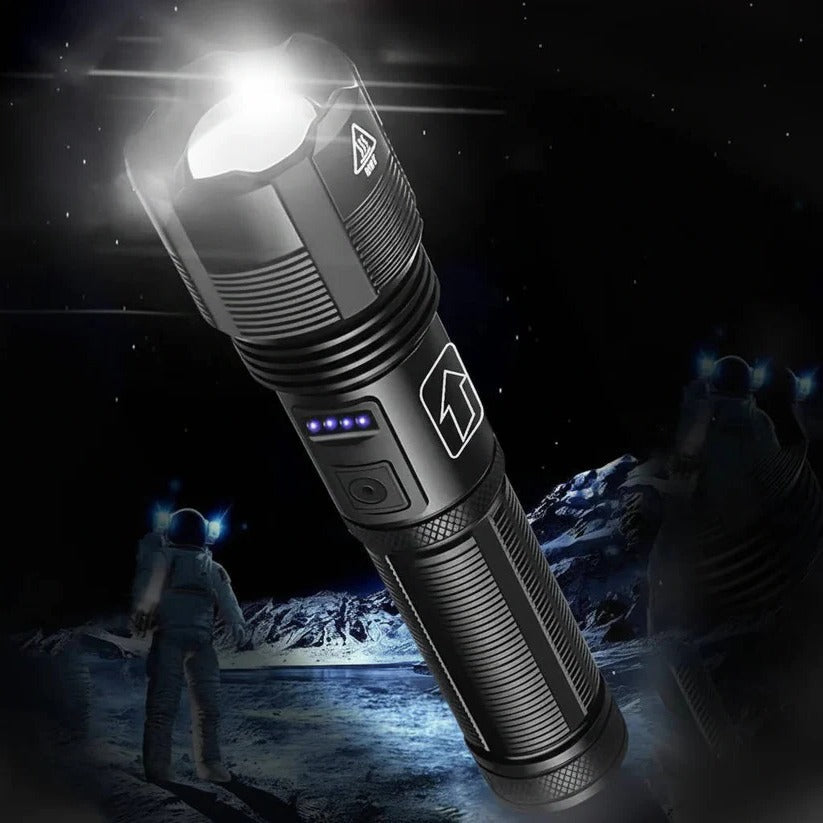 USB Rechargeable Aluminum Flashlight with Battery Indicator - Bright, Durable, and Portable LED Torch