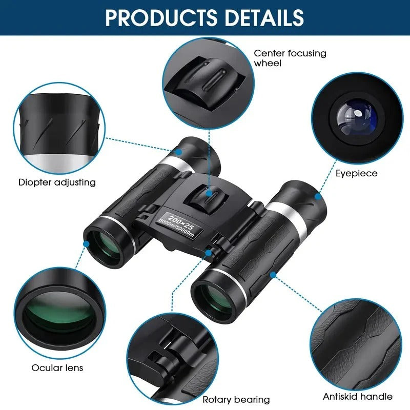 Compact Waterproof 25mm Binoculars with FMC Lens - Perfect for Travel & Outdoor Adventures