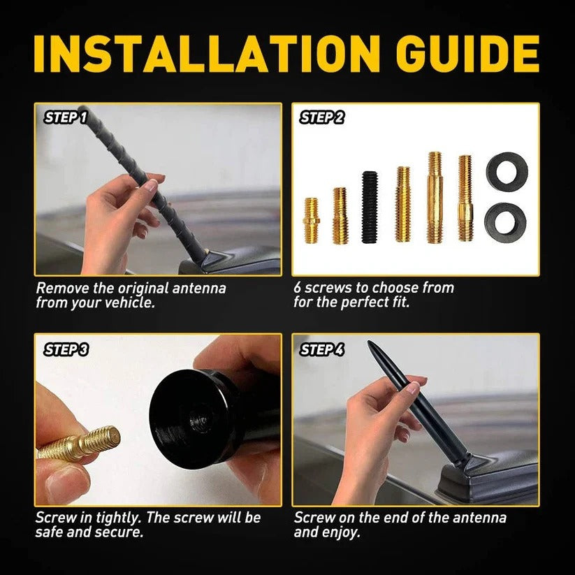 Universal Car Radio Antenna Replacement Kit - Includes Rubber Seals & 8 Thread Adapters for Easy Installation