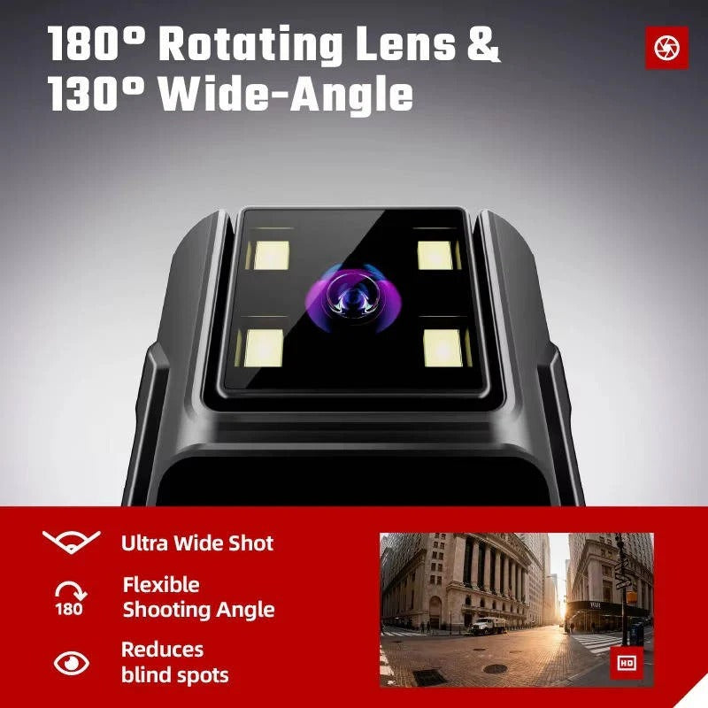 1080P Wearable Body Camera - Night Vision, Motion Detection, Wide Angle Rotatable Lens for Enhanced Security