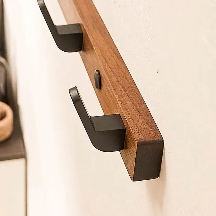 Stylish Wall Mounted Coat Hook - Modern Wood & Metal Design for Entryway Organization