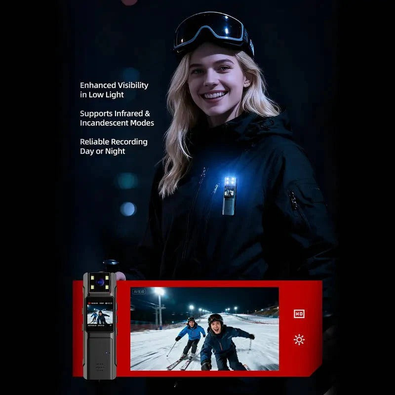 1080P Wearable Body Camera - Night Vision, Motion Detection, Wide Angle Rotatable Lens for Enhanced Security