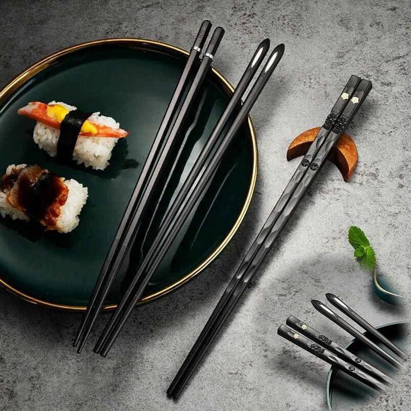 Set of 5 Pairs Reusable Chopsticks with Non-Slip Grip - Eco-Friendly & Durable Design