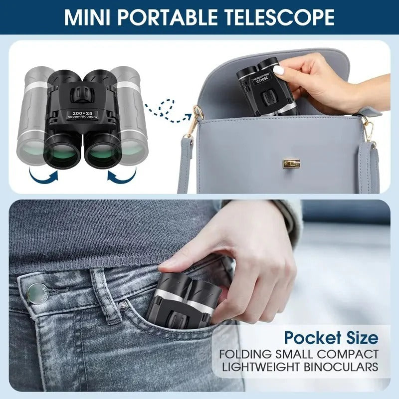 Compact Waterproof 25mm Binoculars with FMC Lens - Perfect for Travel & Outdoor Adventures