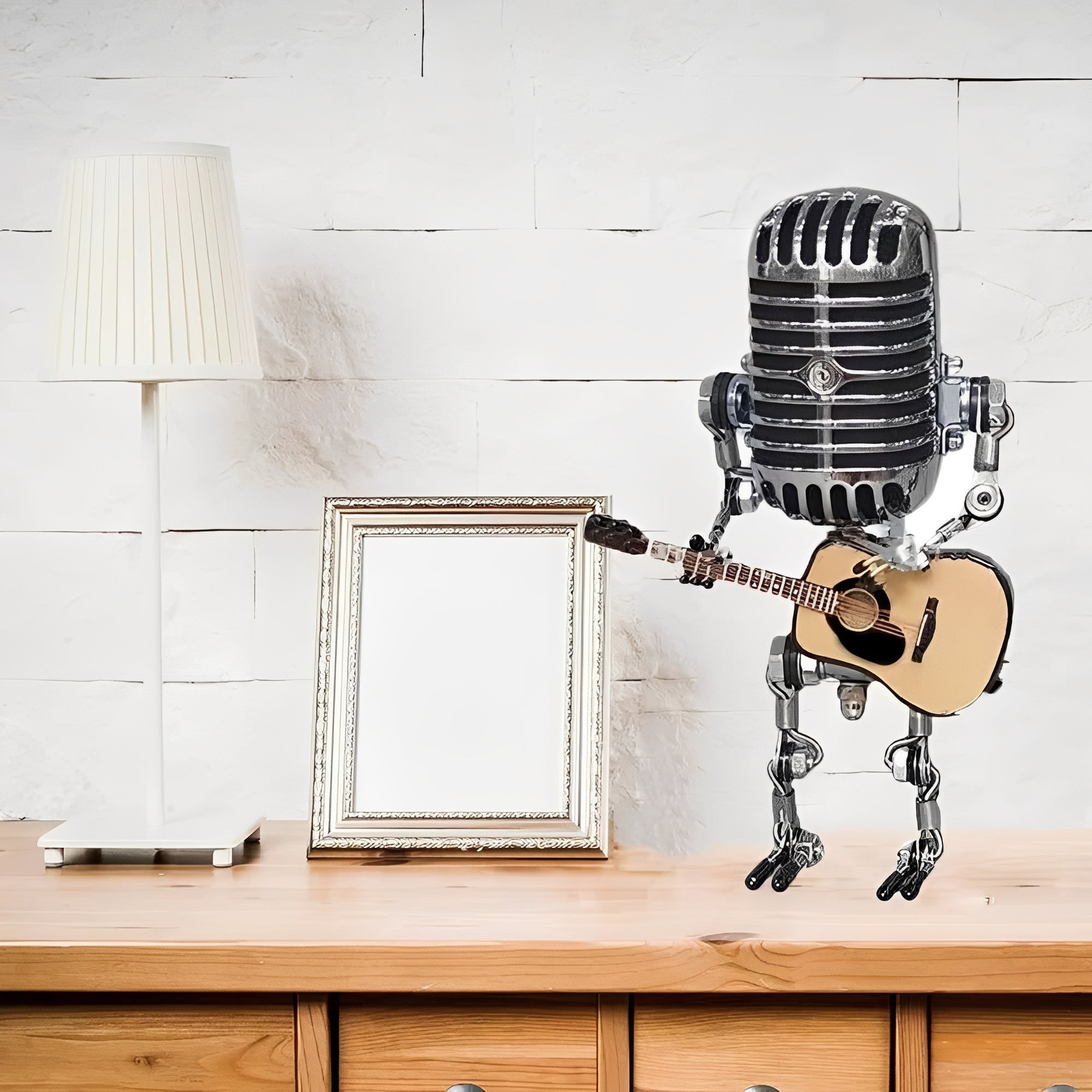 Vintage Microphone Robot Design Retro LED Desk Light – Unique Decorative Lighting for Home & Office