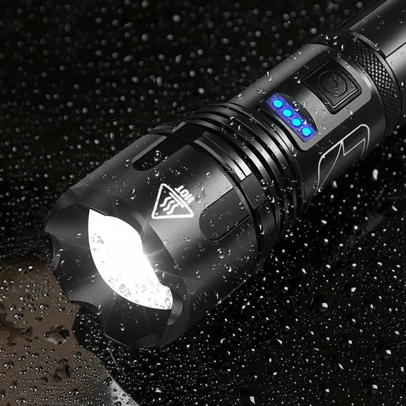 USB Rechargeable Aluminum Flashlight with Battery Indicator - Bright, Durable, and Portable LED Torch