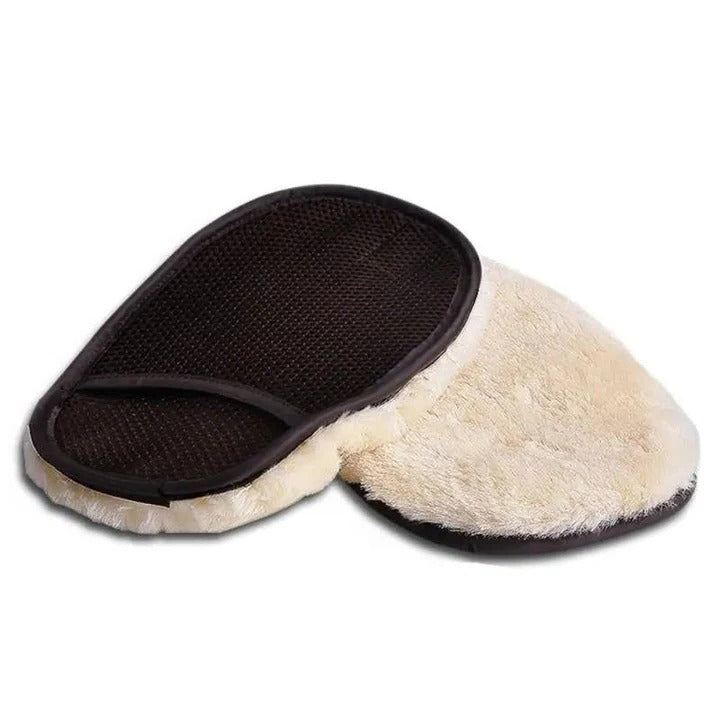 Premium Microfiber Car Cleaning Towel - Dual-Sided Wool & Mesh for Superior Shine & Dirt Removal