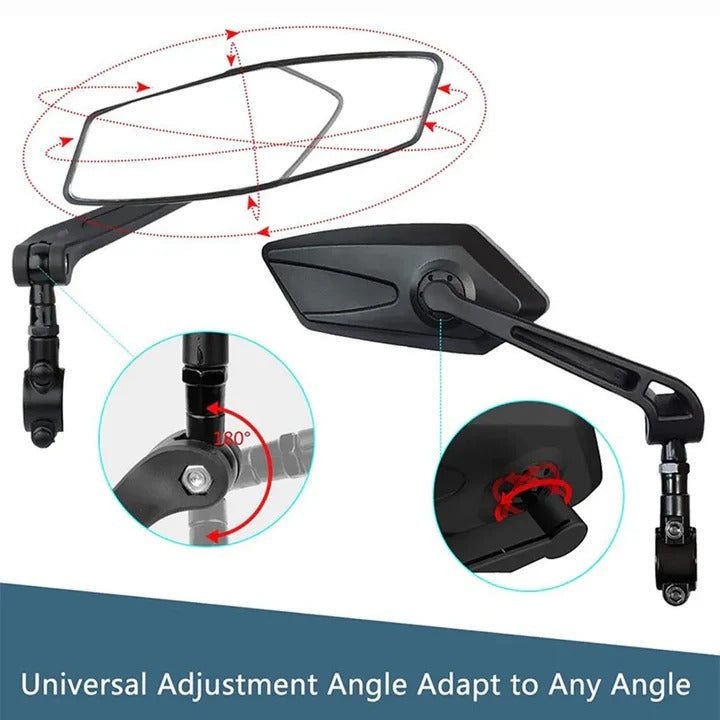 2-Pack Bicycle Handlebar Mirrors with 360° Swivel Rotation - Adjustable Rear View for Safe Cycling