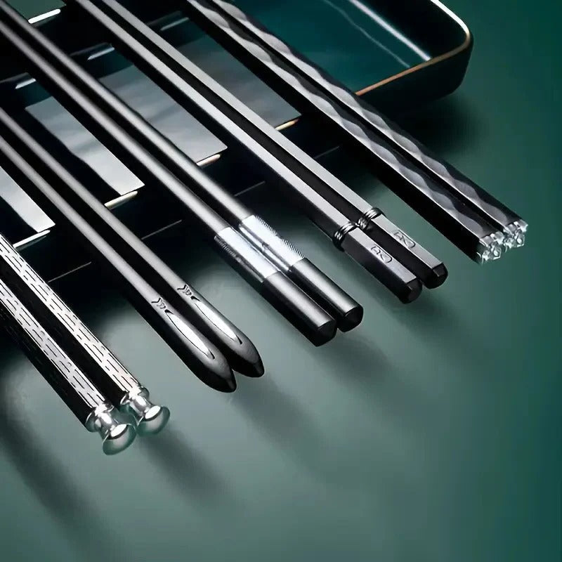 Set of 5 Pairs Reusable Chopsticks with Non-Slip Grip - Eco-Friendly & Durable Design