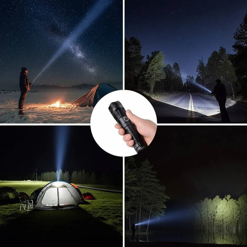 USB Rechargeable Aluminum Flashlight with Battery Indicator - Bright, Durable, and Portable LED Torch
