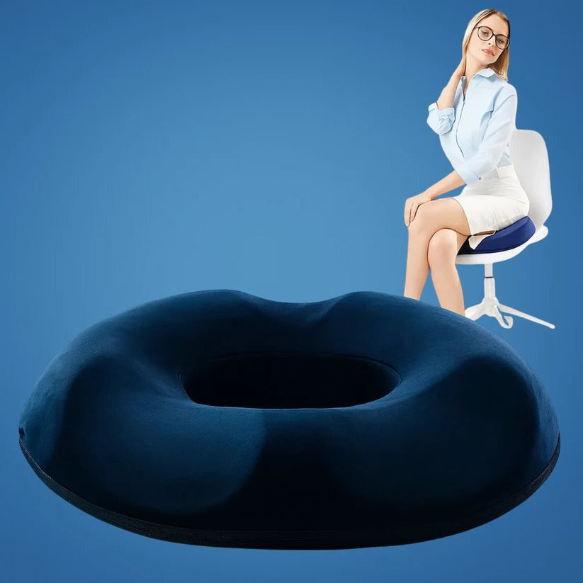 Memory Foam Donut Ring Seat Pad with Removable, Washable Cover - Comfort & Support for Pain Relief