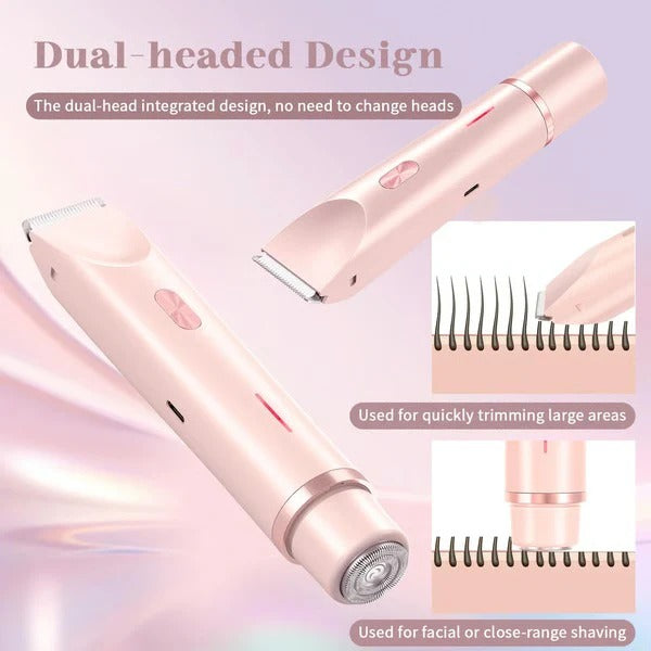 IPX7 Waterproof Women's Dual Head Body Trimmer - Rechargeable & Ergonomic Design for Effortless Grooming