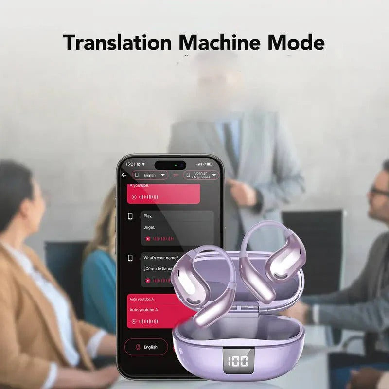 Bluetooth Translation Earbuds with Multi-Language Support & Charging Case - Real-Time Language Translation for Travel & Communication