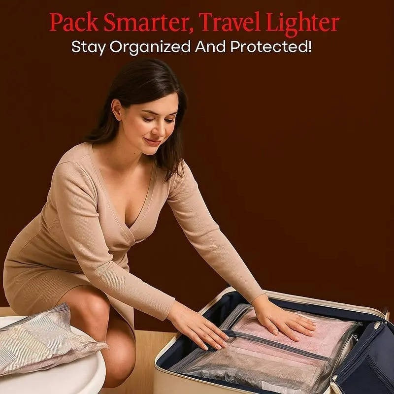 15-Piece Cordless Vacuum Compression Bag Set with Hand Pump - Ideal for Travel & Space Saving