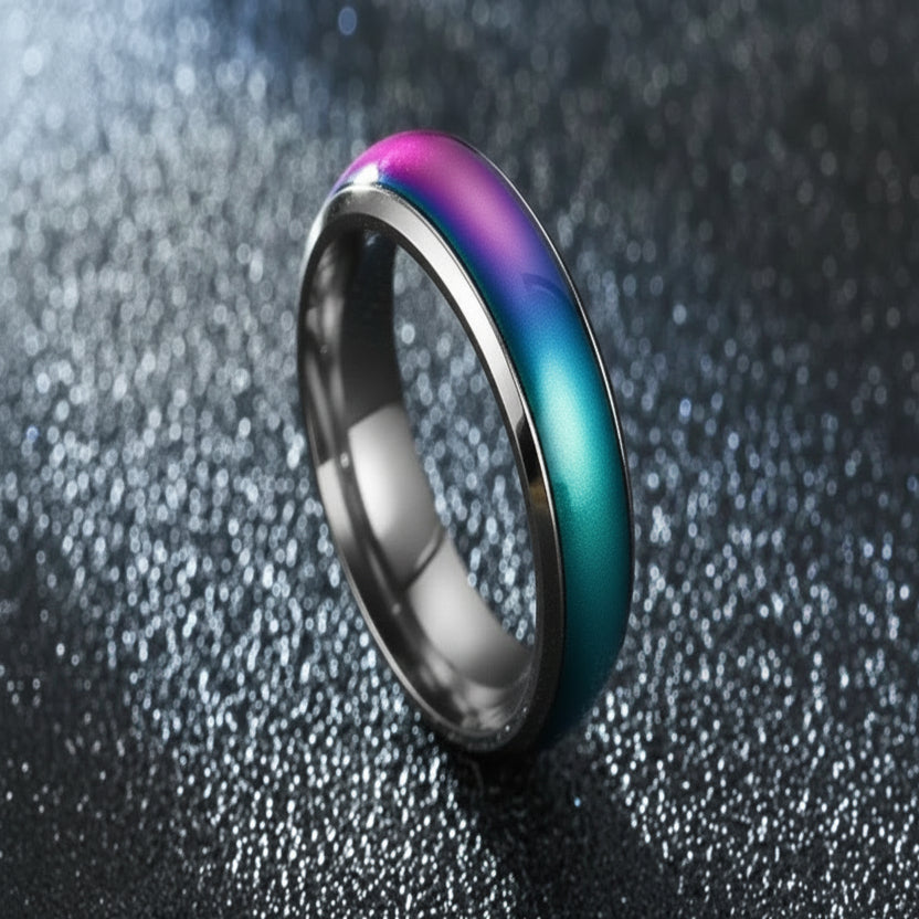 Thermochromic Mood Ring with Durable Stainless Steel Band - Color Changing Jewelry for Unique Style