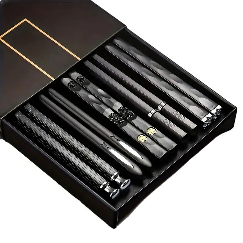 Set of 5 Pairs Reusable Chopsticks with Non-Slip Grip - Eco-Friendly & Durable Design