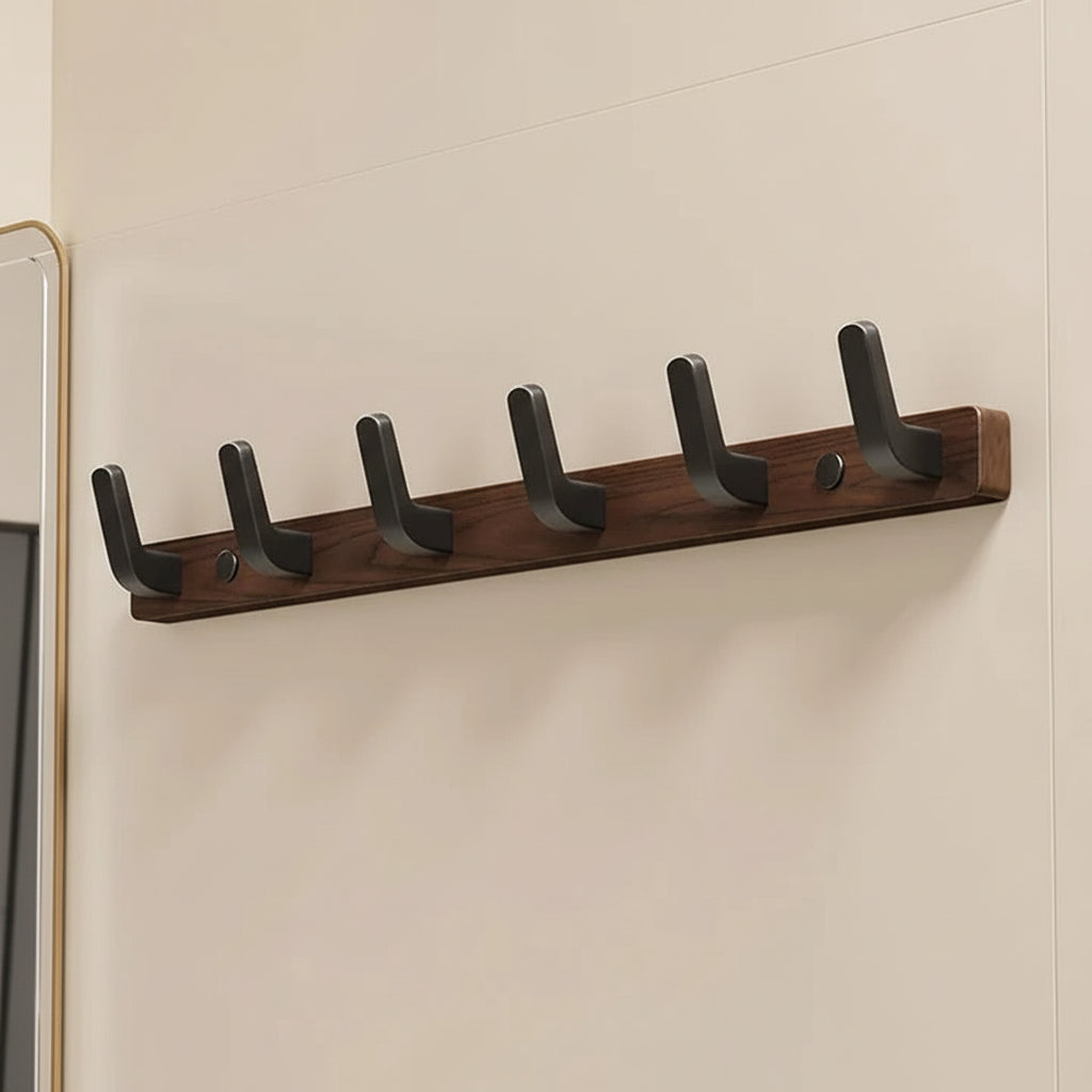 Stylish Wall Mounted Coat Hook - Modern Wood & Metal Design for Entryway Organization