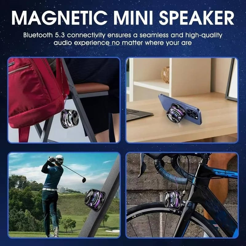 Mini Bluetooth 5.3 Speaker with Magnetic Base, RGB Lighting & Superior Sound Quality - Portable Wireless Speaker for Home, Outdoor & Party Use