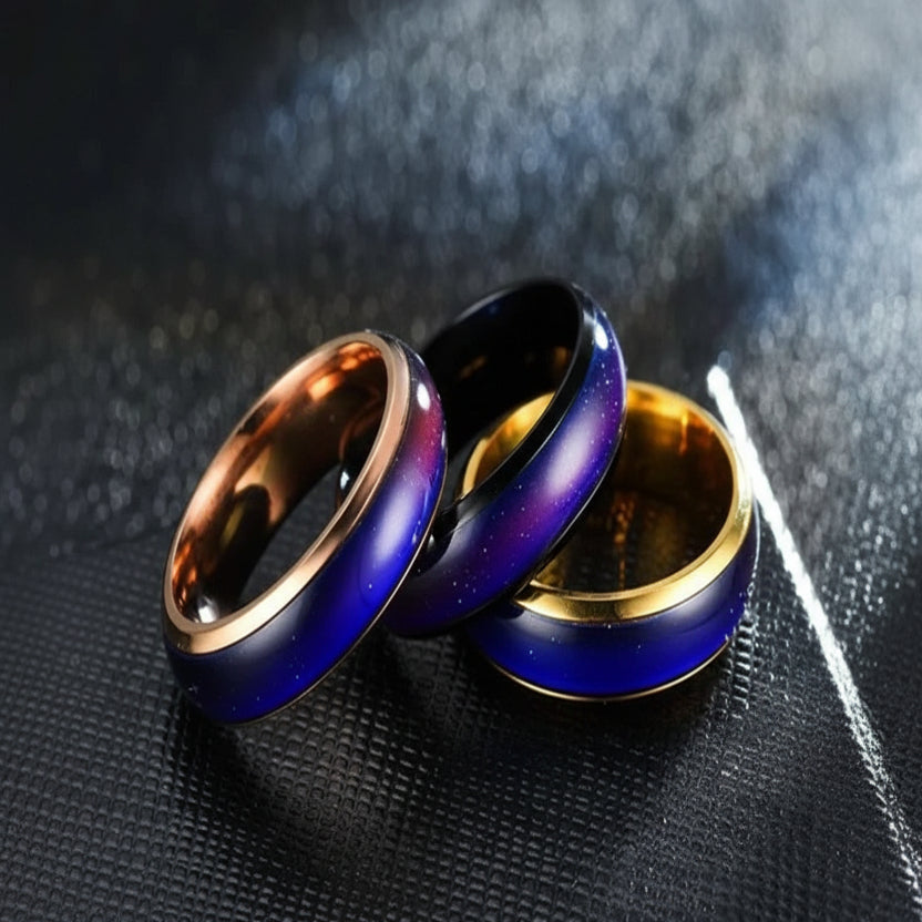 Thermochromic Mood Ring with Durable Stainless Steel Band - Color Changing Jewelry for Unique Style