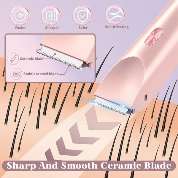 IPX7 Waterproof Women's Dual Head Body Trimmer - Rechargeable & Ergonomic Design for Effortless Grooming