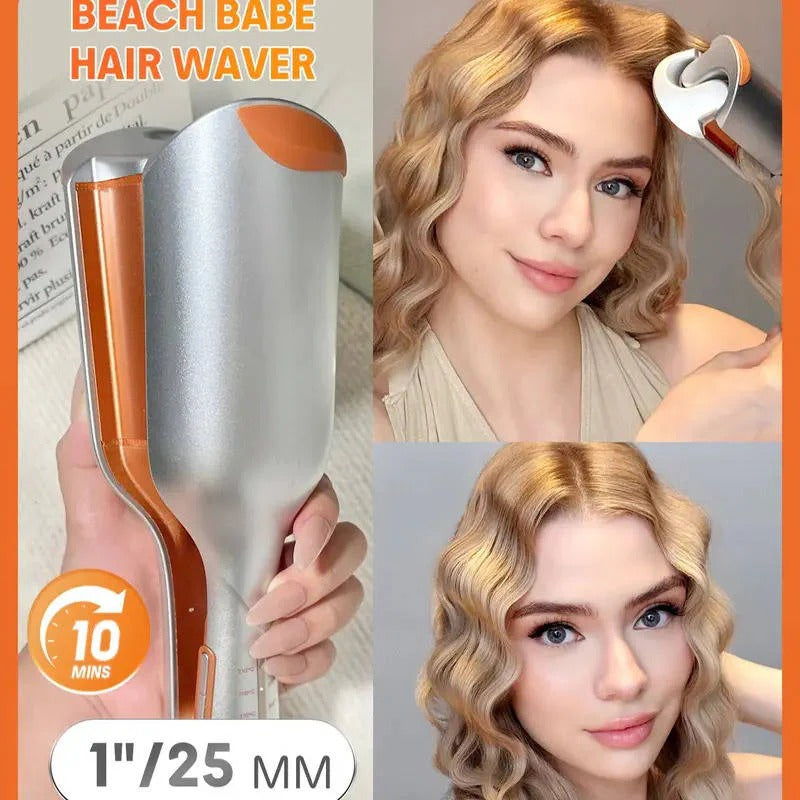 25mm Dual Barrel Hair Waver with 5 Adjustable Heat Settings - Create Effortless Waves & Curls